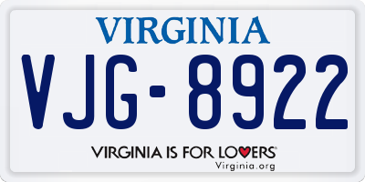 VA license plate VJG8922
