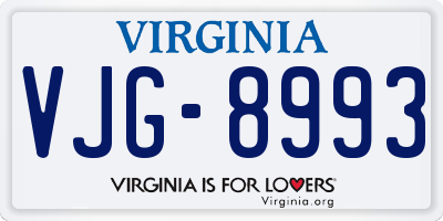 VA license plate VJG8993