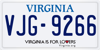 VA license plate VJG9266