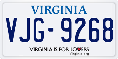 VA license plate VJG9268