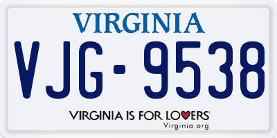 VA license plate VJG9538