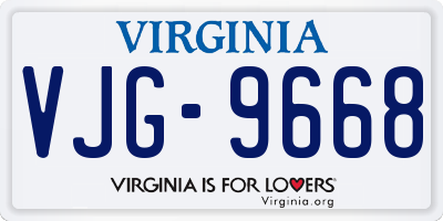 VA license plate VJG9668