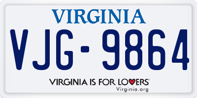 VA license plate VJG9864