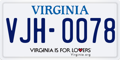 VA license plate VJH0078