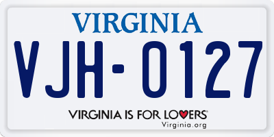 VA license plate VJH0127
