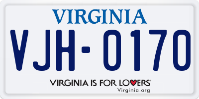 VA license plate VJH0170