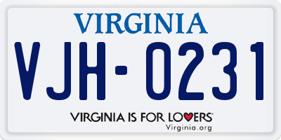 VA license plate VJH0231