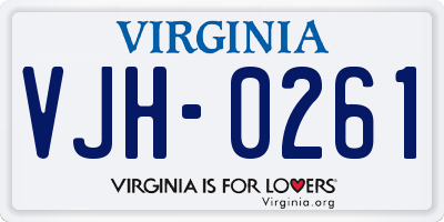 VA license plate VJH0261