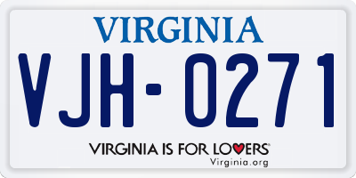 VA license plate VJH0271