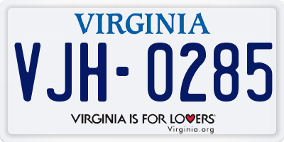 VA license plate VJH0285