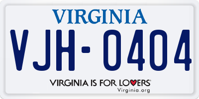 VA license plate VJH0404