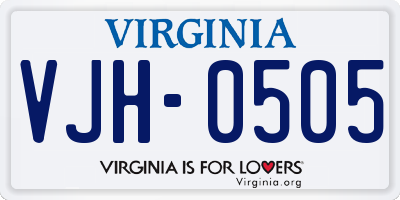 VA license plate VJH0505