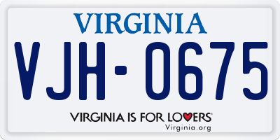 VA license plate VJH0675