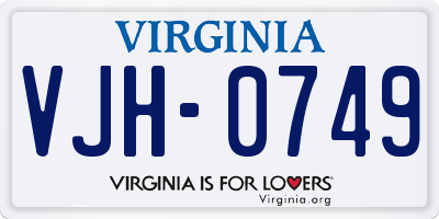 VA license plate VJH0749