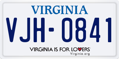 VA license plate VJH0841