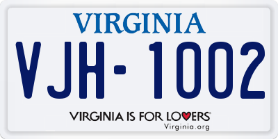 VA license plate VJH1002