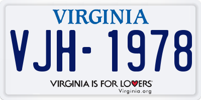 VA license plate VJH1978