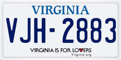 VA license plate VJH2883