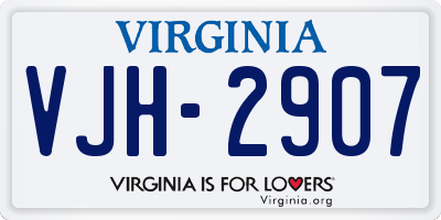 VA license plate VJH2907
