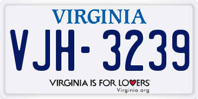 VA license plate VJH3239