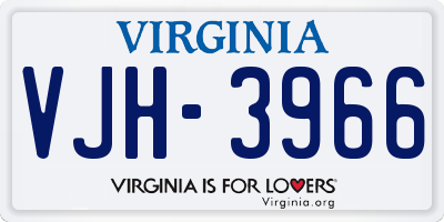 VA license plate VJH3966