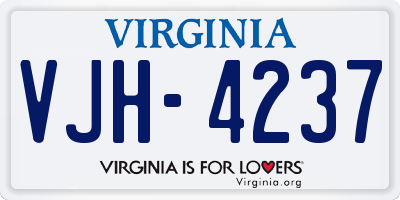 VA license plate VJH4237