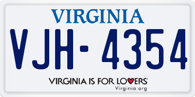 VA license plate VJH4354