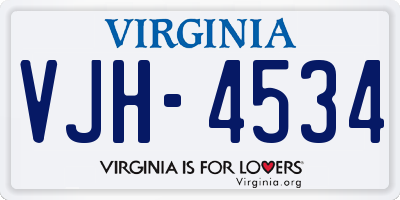 VA license plate VJH4534