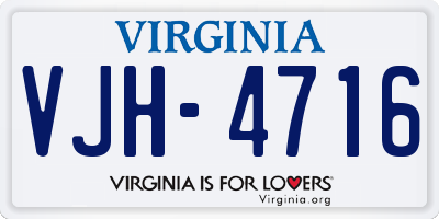 VA license plate VJH4716