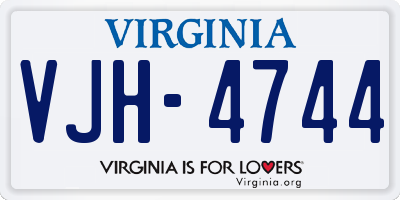 VA license plate VJH4744