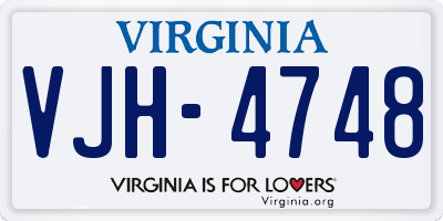 VA license plate VJH4748