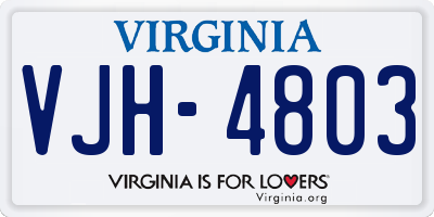 VA license plate VJH4803