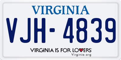 VA license plate VJH4839