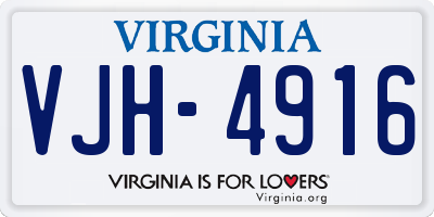 VA license plate VJH4916