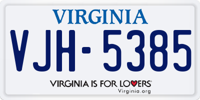 VA license plate VJH5385