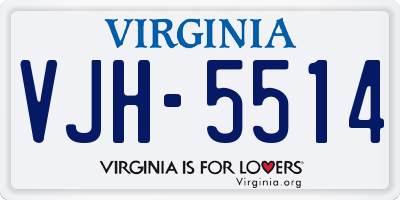 VA license plate VJH5514