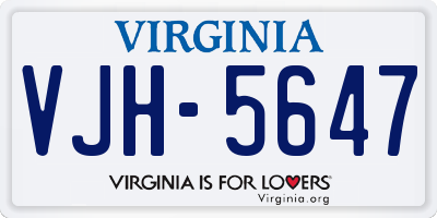 VA license plate VJH5647