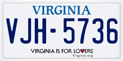 VA license plate VJH5736