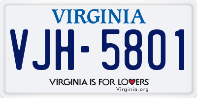 VA license plate VJH5801