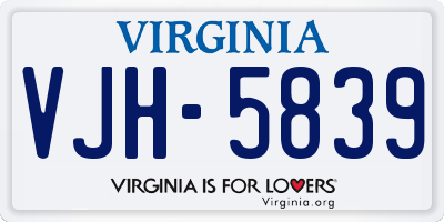 VA license plate VJH5839