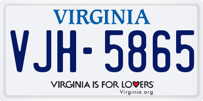 VA license plate VJH5865