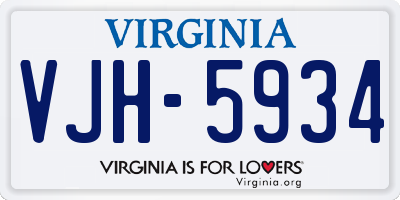 VA license plate VJH5934