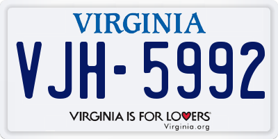 VA license plate VJH5992