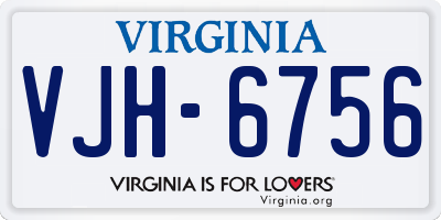 VA license plate VJH6756