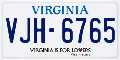 VA license plate VJH6765