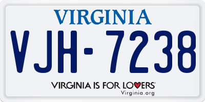 VA license plate VJH7238