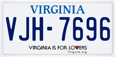 VA license plate VJH7696