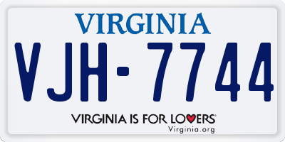 VA license plate VJH7744