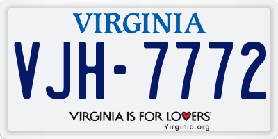 VA license plate VJH7772