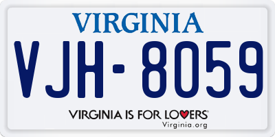 VA license plate VJH8059